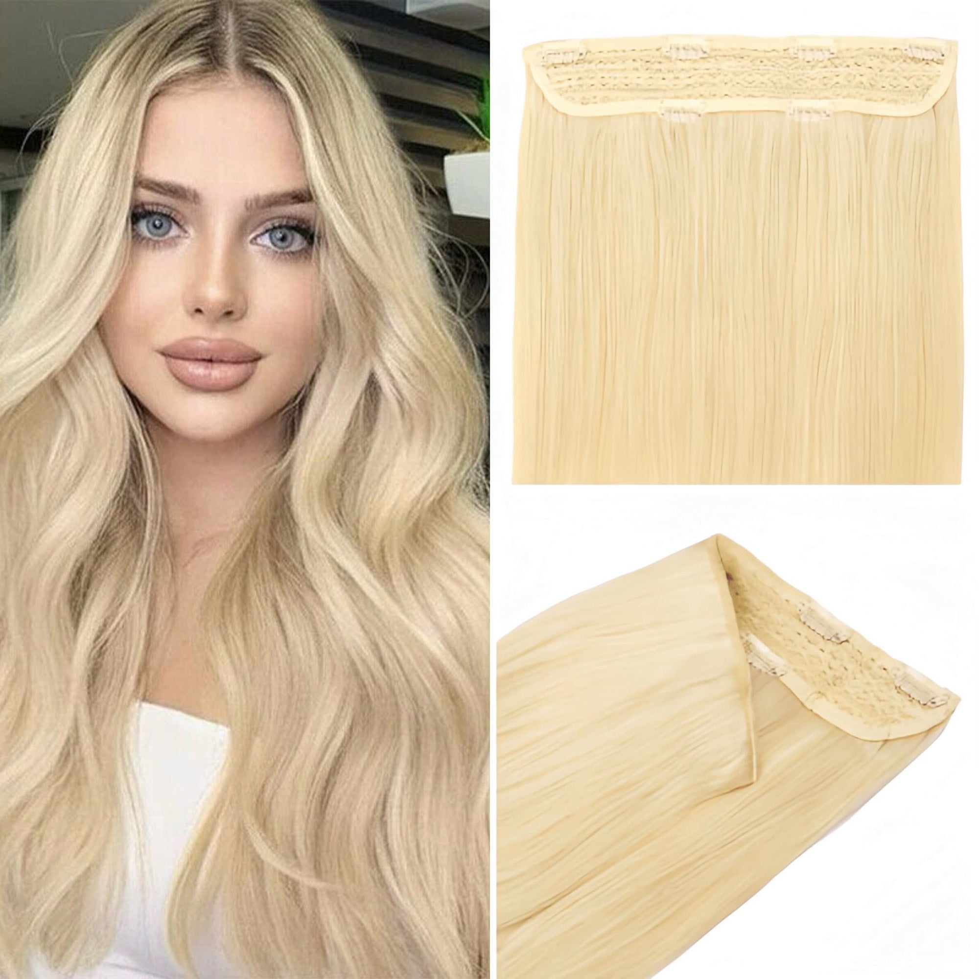 Clip in deals hair extensions 20” champagne blonde