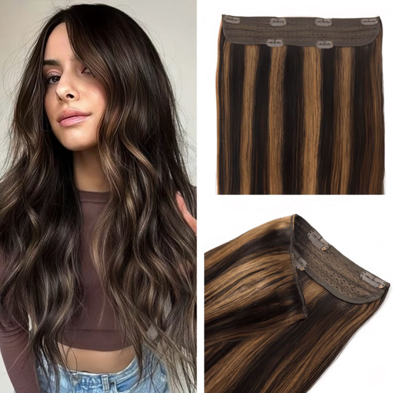 Clip In Hair Volumizer Obsidian Brown 2/10
