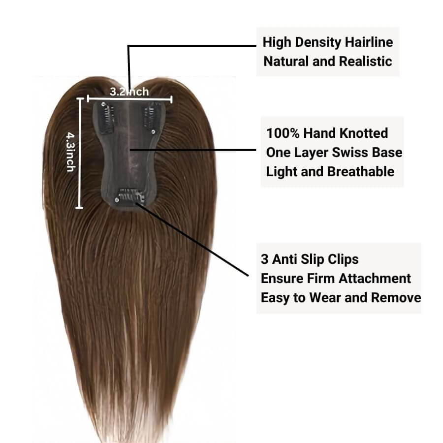 Mona  Handmade Remy Hair Topper #4 Medium Brown