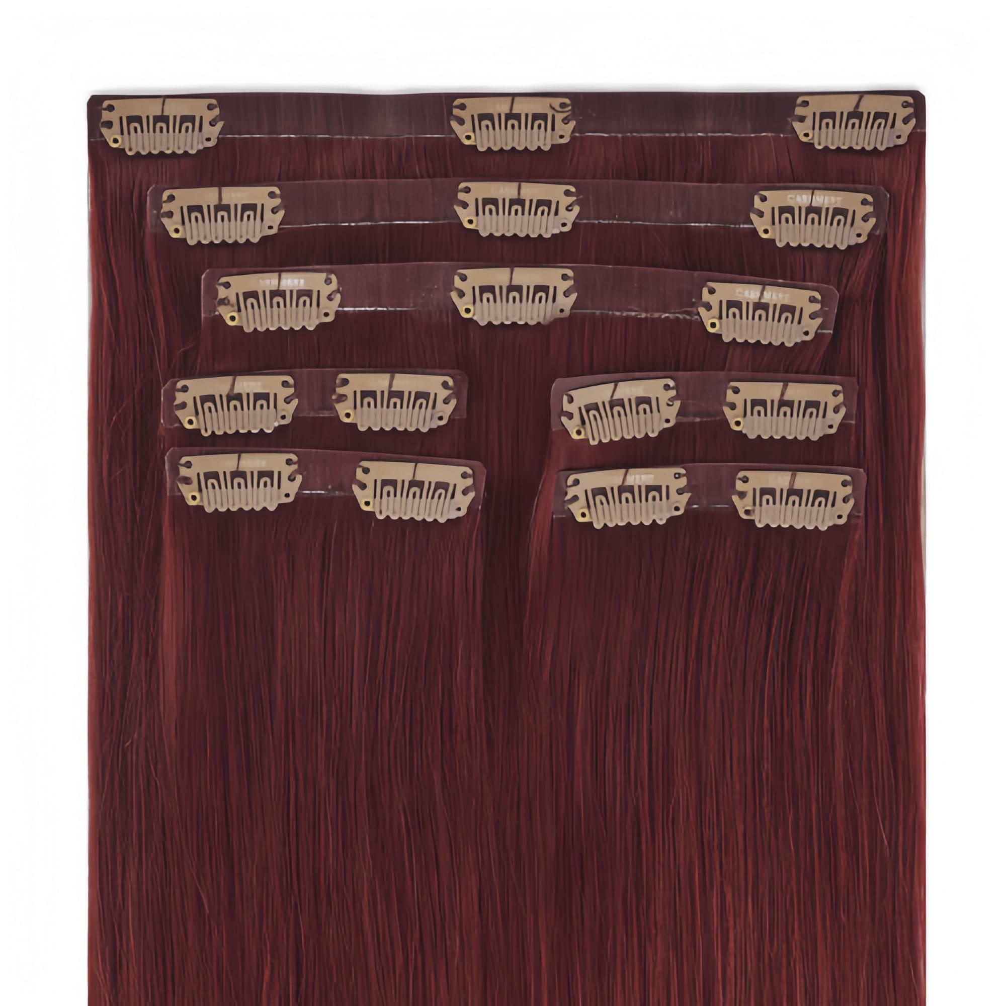 Seamless Clip In Hair Extensions #Burgundy Red