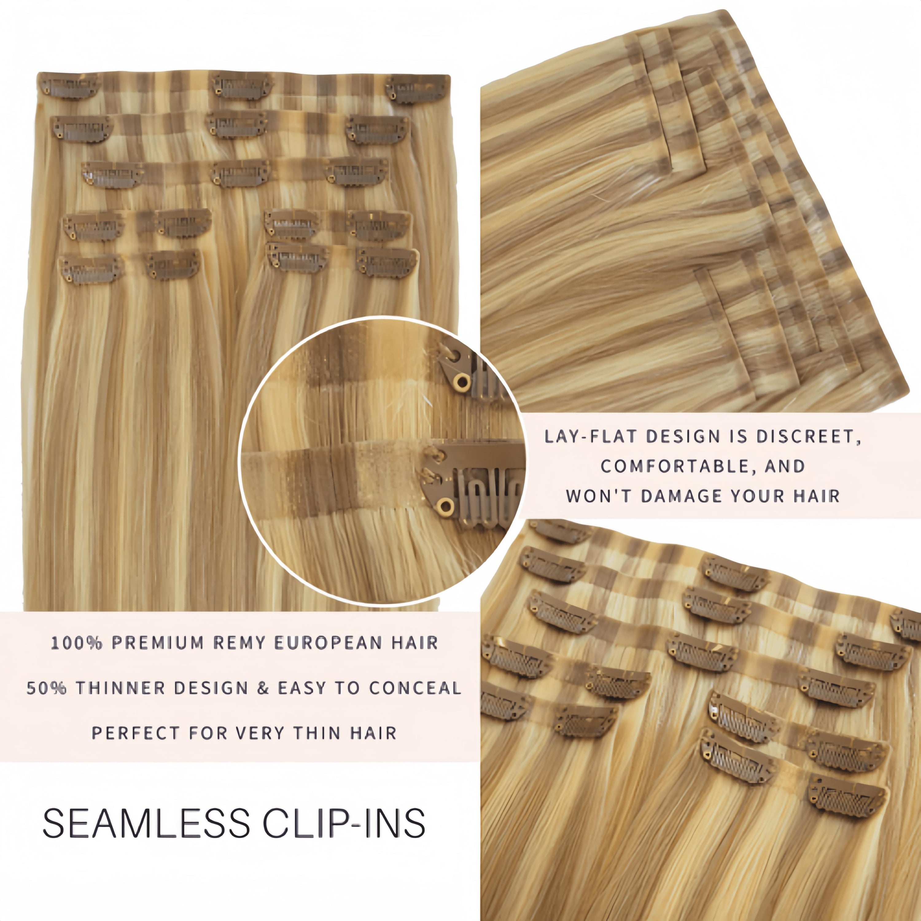 Seamless Clip In Hair Extensions #Harmony Blonde