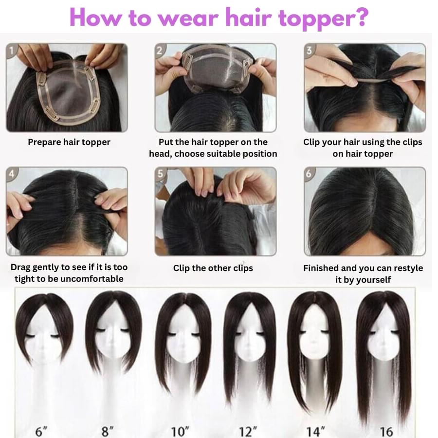 Hair Topper Silk Base 5.5*6 inches #6 Light Brown