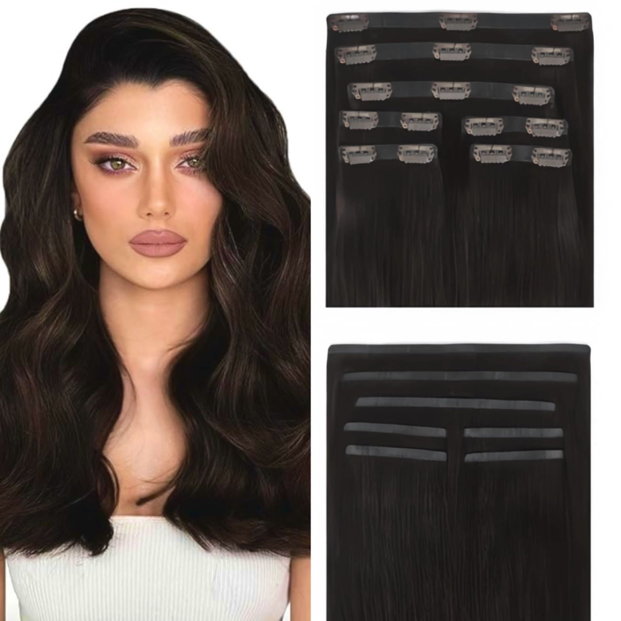 seamless clip in hair extensions sepia brown 2
