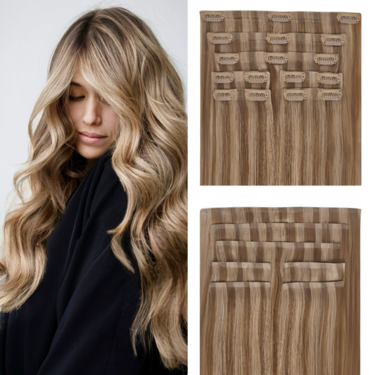 seamless clip in hair extensions toffee blonde 18/10