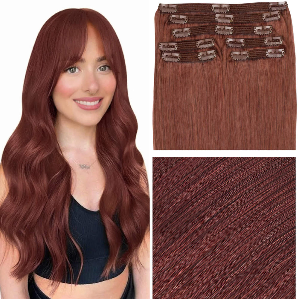 Classic Clip In Hair Extensions Burgundy Red 33