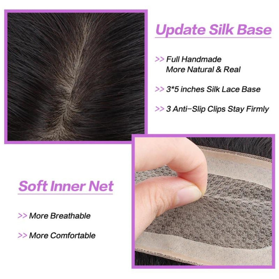 Hair Topper Silk Base 3*5" light grey5