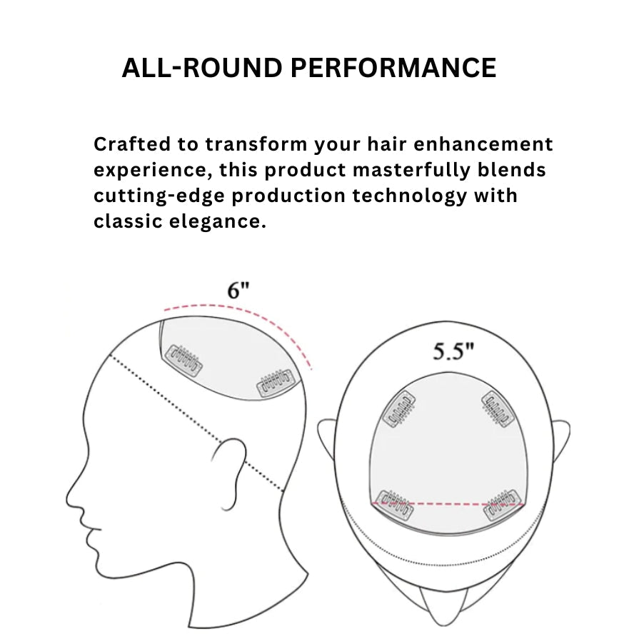 Hair Topper Silk Base 5.5*6 inches (with bangs )