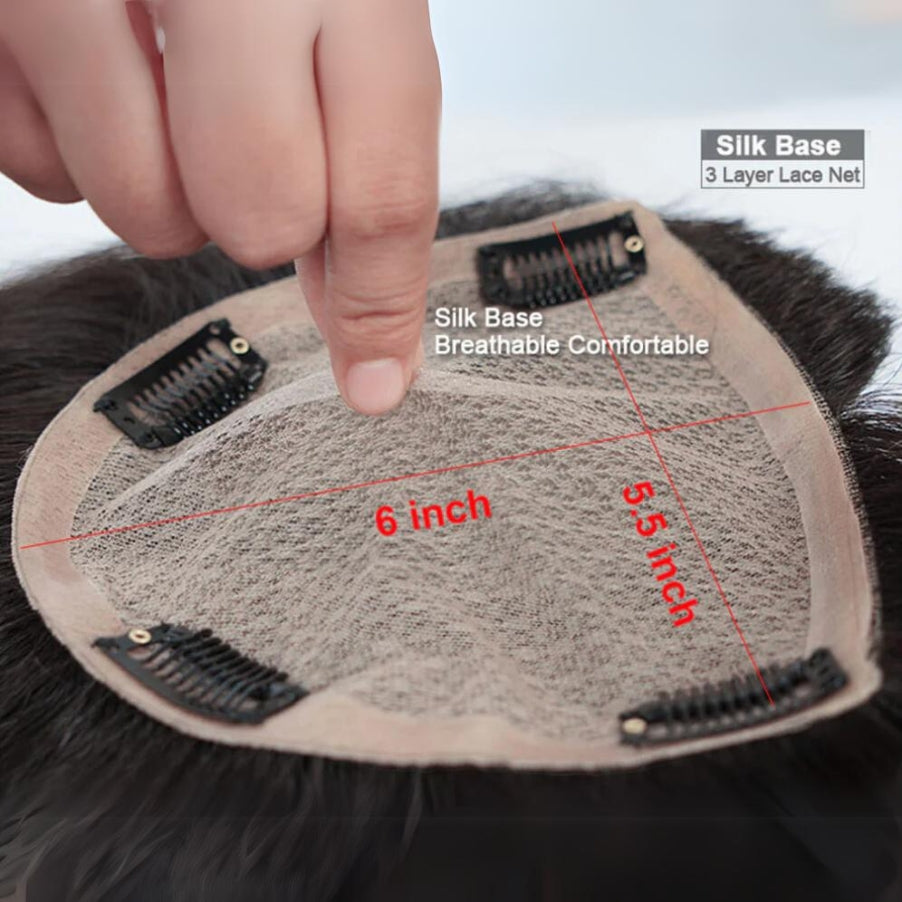Hair Topper Silk Base 5.5*6 inches (with bangs )