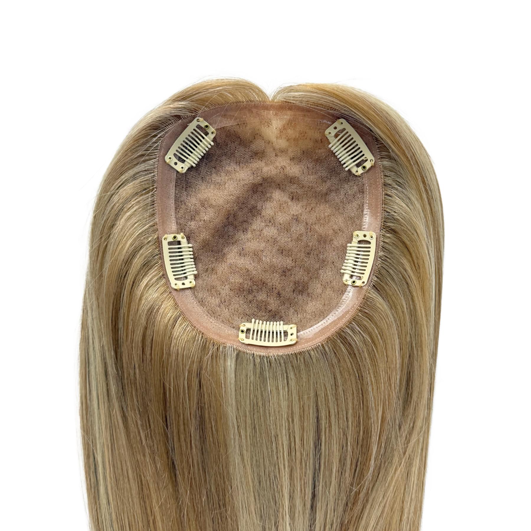 Hair Topper Silk Base 5.5*6 inches #27/60 Honey Blonde with Platinum Highlights
