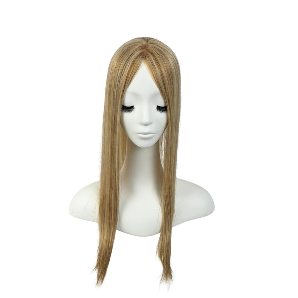 Hair Topper Silk Base 3*5 inches #27/60 Honey Blonde with Platinum Highlights