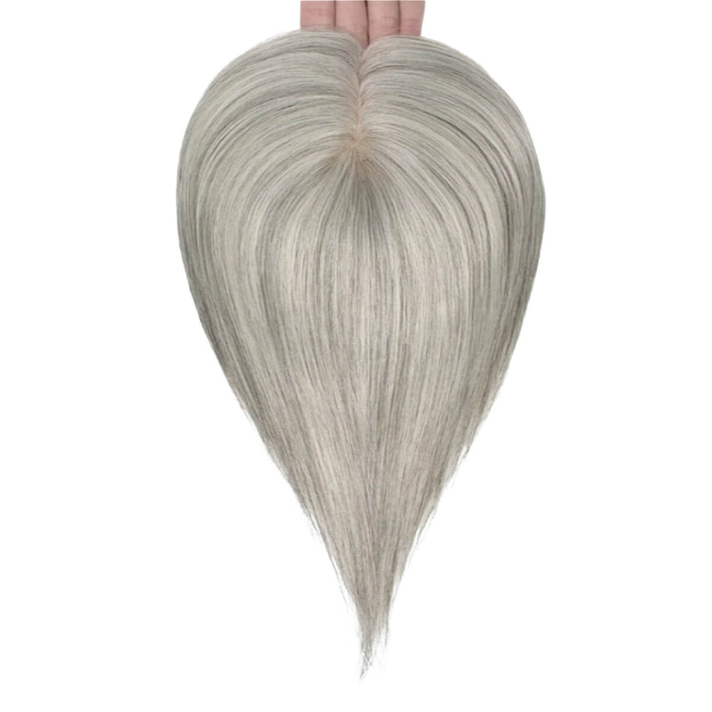 Hair Topper Silk Base 5.5*6 inches #Light Salt and Pepper Grey
