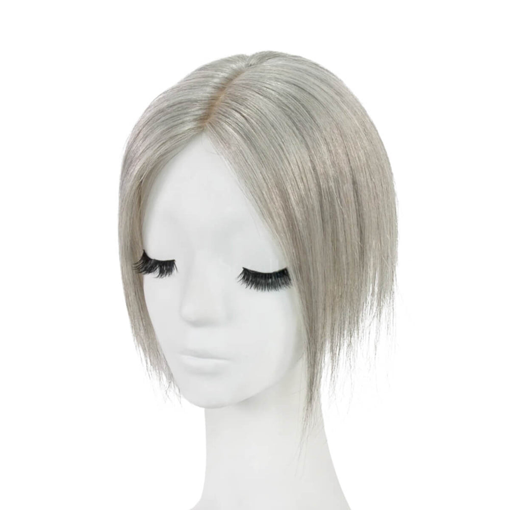 Hair Topper Silk Base 5.5*6 inches #Light Salt and Pepper Grey
