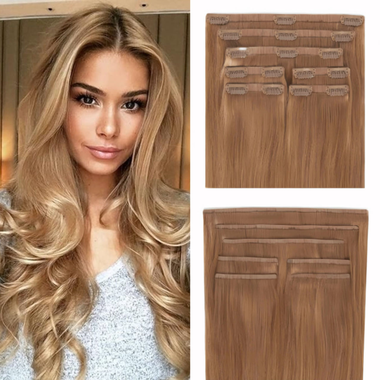 seamless clip in hair extensions butterscotch blonde 27