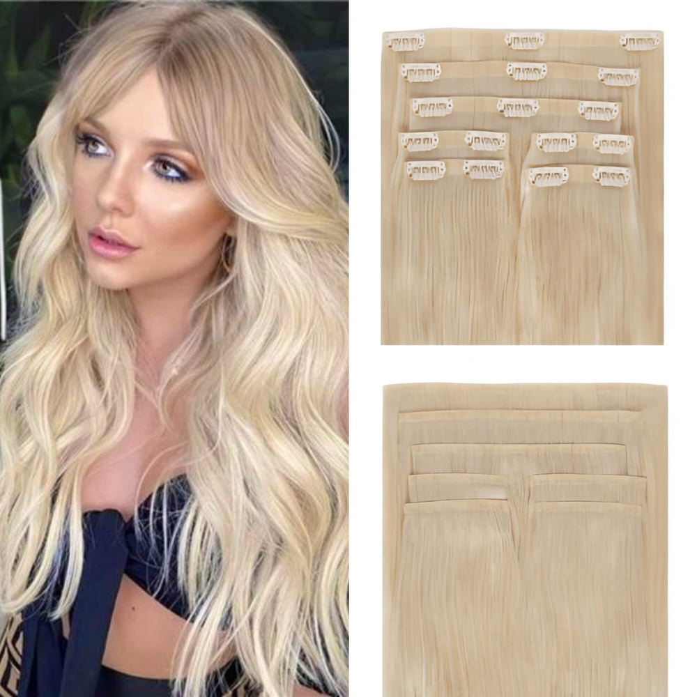 seamless clip in hair extensions champagne blonde 60b
