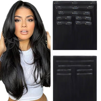 seamless clip in hair extensions jet black 1