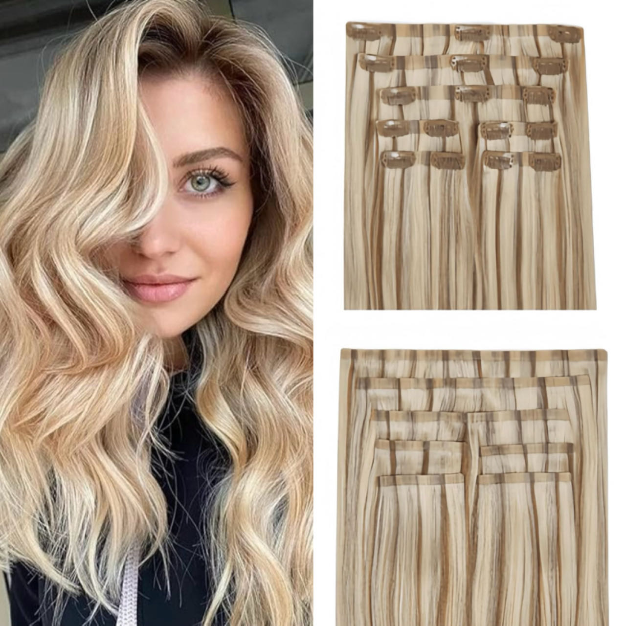 seamless clip in hair extensions sandy glow blonde 60/10