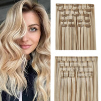 seamless clip in hair extensions sandy glow blonde 60/10