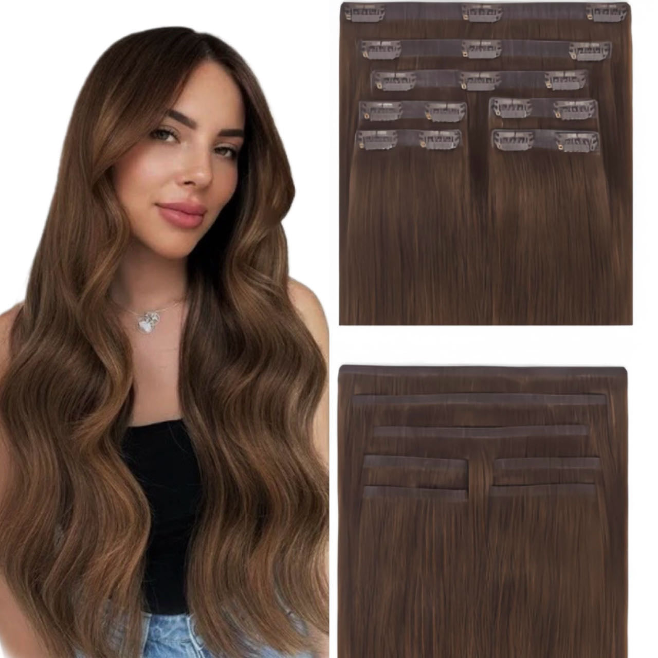 seamless clip in hair extensions truffle brown 6